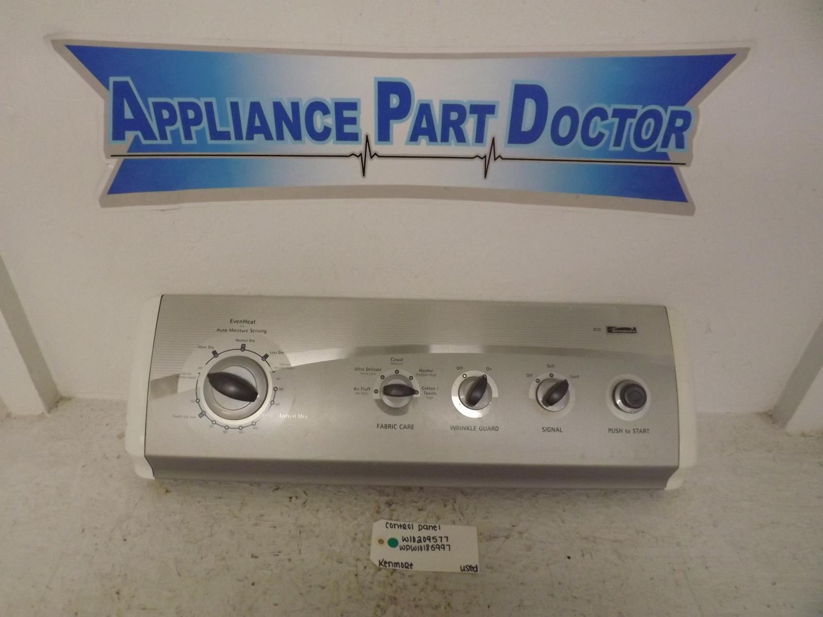 Kenmore Dryer W10209577 WPW10185997 Control Panel Used Kenmore Dryer W10209577 WPW10185997 Control Panel Used